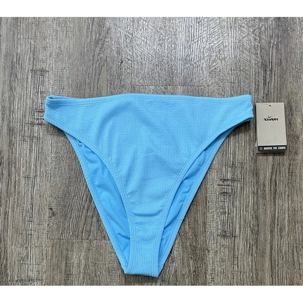 Nike Womens High Waisted Cheeky Bikini Swimsuit Bottom Blue Sz XL NESSD234-486